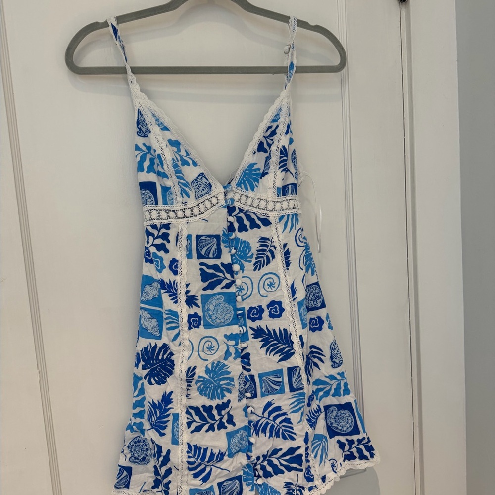 Blue and White Patterned Dress